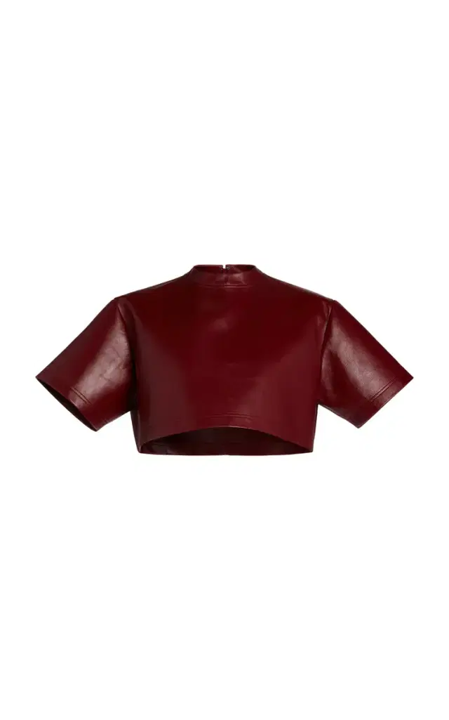 Balenciaga Cropped Leather T-Shirt