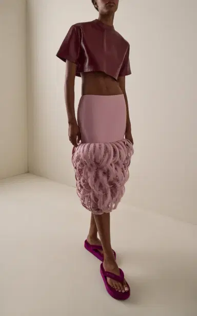 Balenciaga Feather-Embroidered Midi Skirt | Thumbnail 3 Balenciaga Feather-Embroidered Midi Skirt | Thumbnail 3