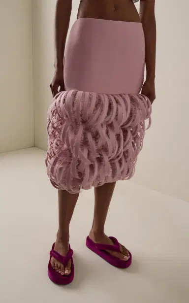 Balenciaga Feather-Embroidered Midi Skirt | Thumbnail 4 Balenciaga Feather-Embroidered Midi Skirt | Thumbnail 4