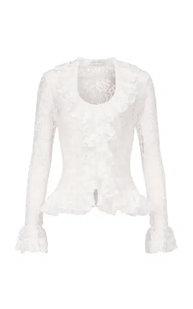 Ludovic de Saint Sernin Ruffle-Trimmed Guipure Lace Top | Thumbnail 3
