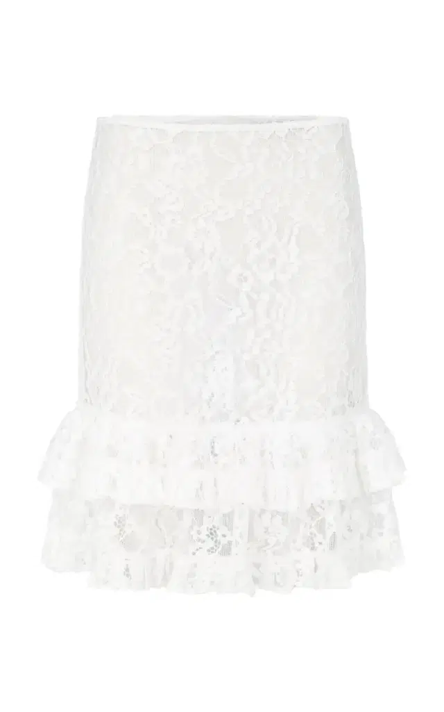 Ernestine Ruffle-Trimmed Guipure Lace Knee-Length Skirt