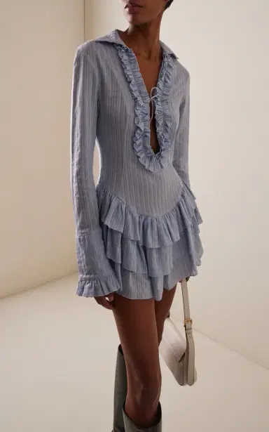 Ludovic de Saint Sernin Dolce Ruffled Cotton Mini Dress | Thumbnail 2