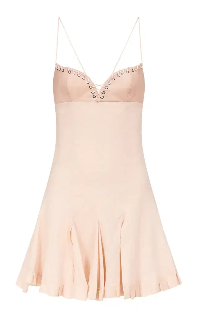 Ludovic de Saint Sernin Eva Grommet-Detailed Linen Mini Dress