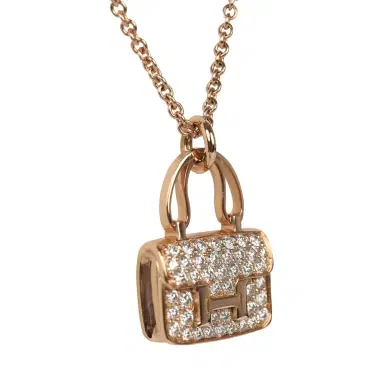 HERMÈS Hermes Amulettes Constance Pendant Necklace Diamonds 18K Rose Gold Hardware | Thumbnail 3 HERMÈS Hermes Amulettes Constance Pendant Necklace Diamonds 18K Rose Gold Hardware | Thumbnail 3