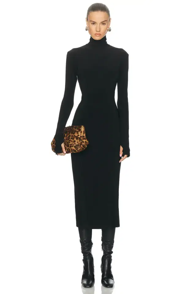Norma Kamali Long Sleeve Turtleneck Dress