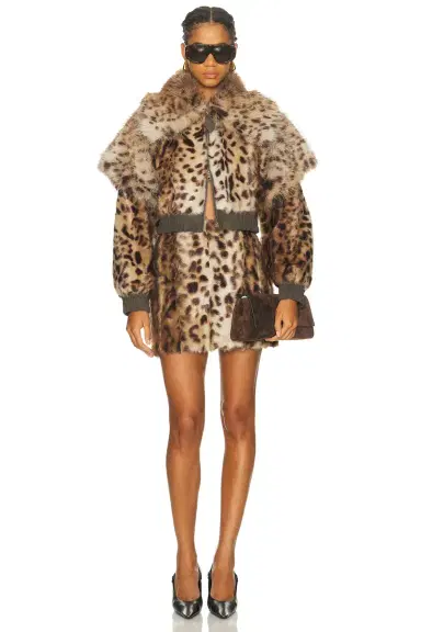 AKNVAS Lis Faux Fur Lynx Mini Skirt | Thumbnail 5