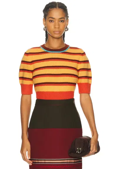 Christopher John Rogers Cropped Short Sleeve Sweater | Thumbnail 1