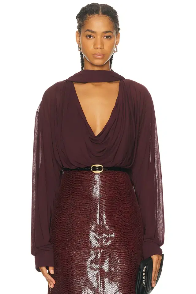 Atlein Draped Collar Blouse