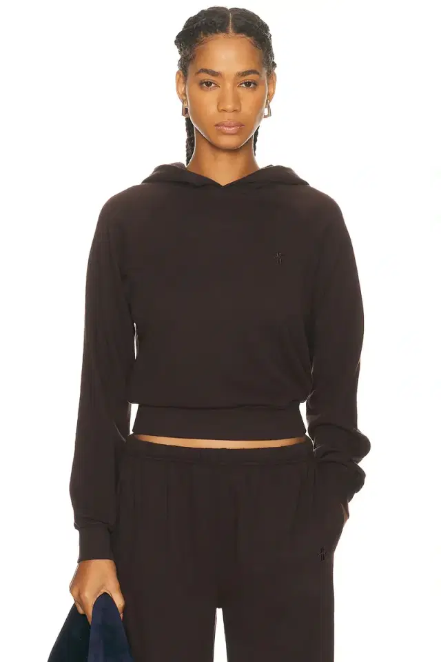 Eterne Shrunken Lightweight French Terry Hoodie Sweatshirt