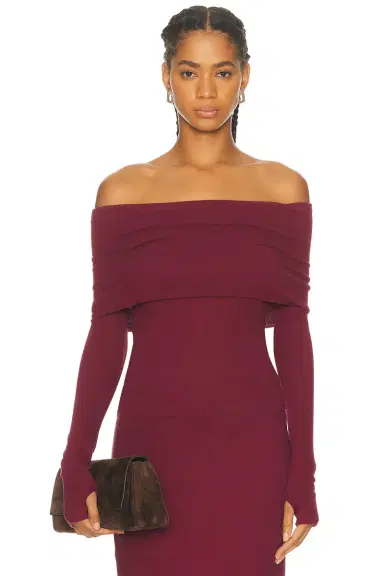 Enza Costa Cashmere Long Sleeve Off Shoulder Top | Thumbnail 1 Enza Costa Cashmere Long Sleeve Off Shoulder Top | Thumbnail 1