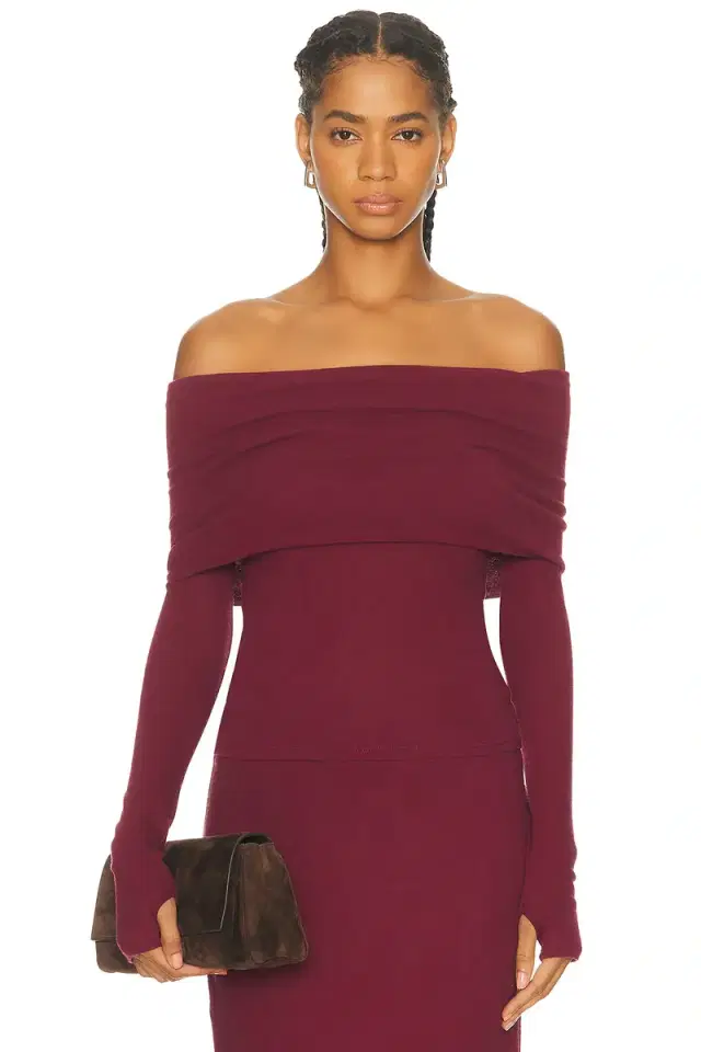 Enza Costa Cashmere Long Sleeve Off Shoulder Top