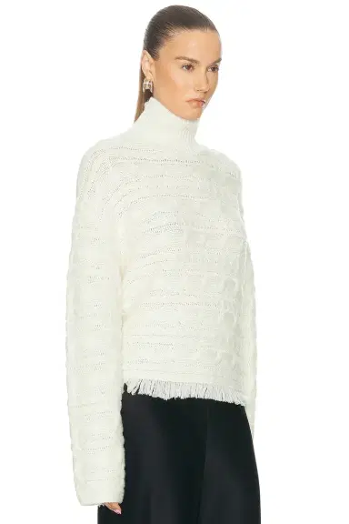 Guest In Residence Cropped Cable Turtleneck Sweater | Thumbnail 4