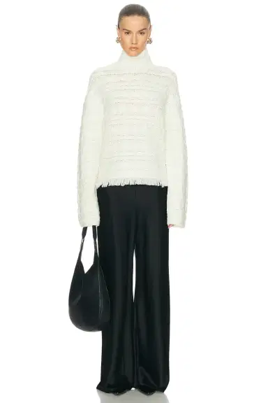 Guest In Residence Cropped Cable Turtleneck Sweater | Thumbnail 6
