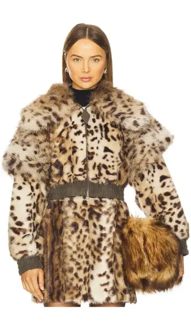 Aknvas Valde Faux Fur Lynx Bomber Jacket | Thumbnail 2