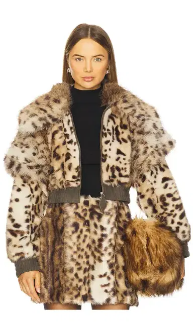 Aknvas Valde Faux Fur Lynx Bomber Jacket | Thumbnail 1