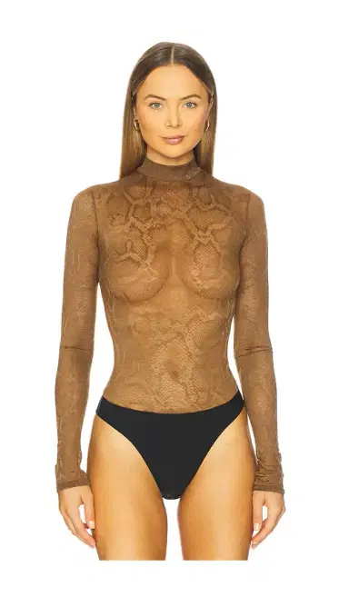 LaPointe Snake Lace Mock Neck Bodysuit | Thumbnail 2