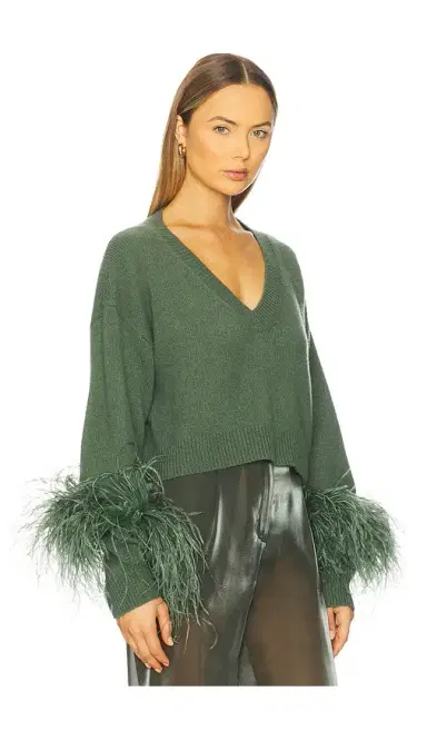 LaPointe Cashmere Cropped V Neck Sweater | Thumbnail 2