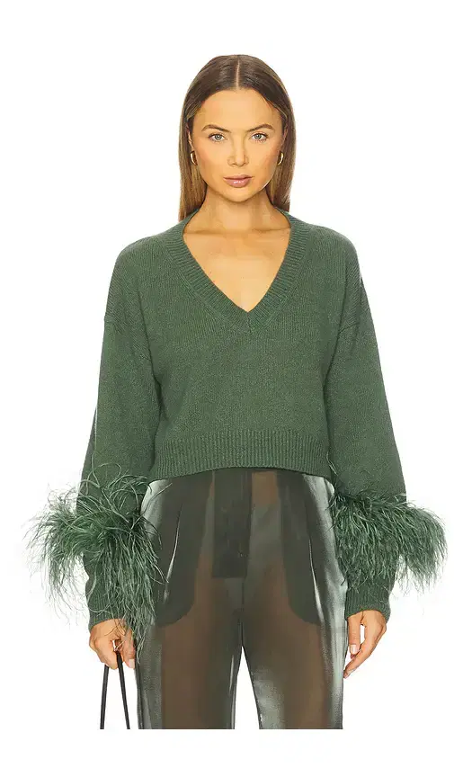 LaPointe Cashmere Cropped V Neck Sweater