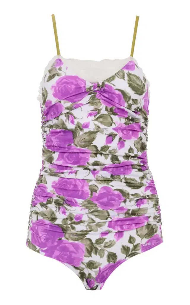 Chloé Printed Ruched One-Piece Swimsuit