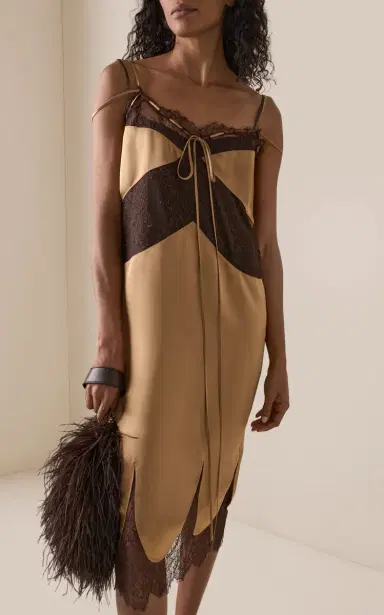Ferragamo Lace-Trimmed Midi Dress | Thumbnail 2 Ferragamo Lace-Trimmed Midi Dress | Thumbnail 2