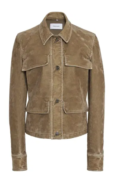 Ferragamo Garment-Dyed Flocked Velvet Jacket | Thumbnail 3 Ferragamo Garment-Dyed Flocked Velvet Jacket | Thumbnail 3