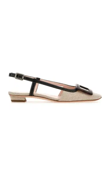 Roger Vivier Belle Vivier Leather-Trim Slingback Pumps | Thumbnail 1 Roger Vivier Belle Vivier Leather-Trim Slingback Pumps | Thumbnail 1