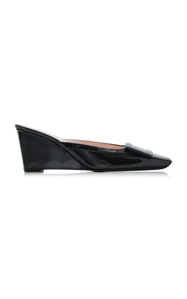 Roger Vivier Belle Vivier Leather Mule Wedges | Thumbnail 1 Roger Vivier Belle Vivier Leather Mule Wedges | Thumbnail 1