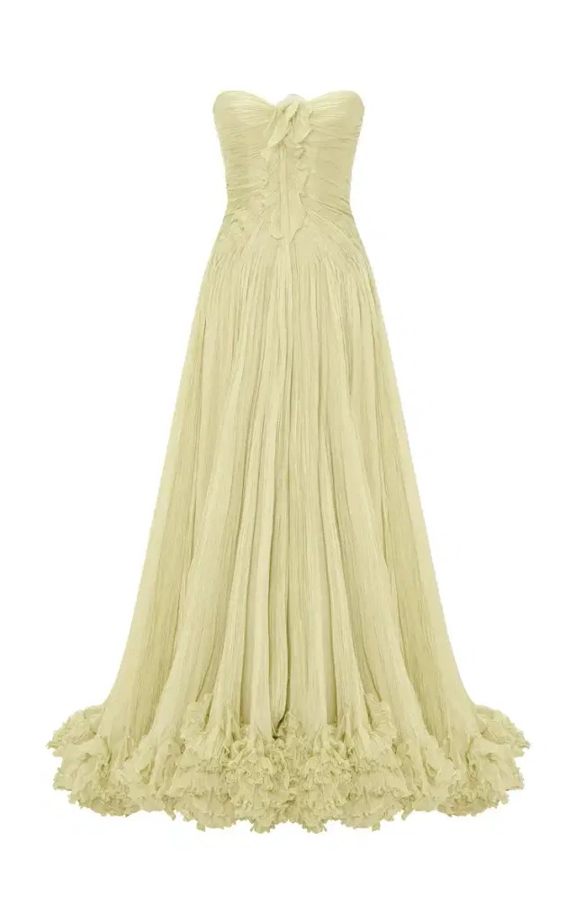 Ruched Silk Evening Gown