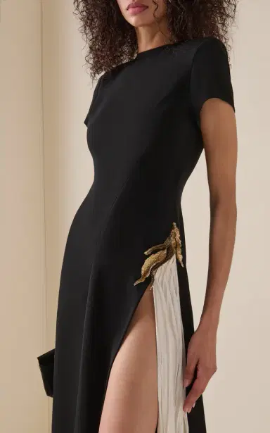 Marmar Halim Brooch-Embellished Crepe Gown | Thumbnail 3 Marmar Halim Brooch-Embellished Crepe Gown | Thumbnail 3