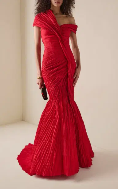 Marmar Halim Ruched Taffeta Mermaid Gown | Thumbnail 2 Marmar Halim Ruched Taffeta Mermaid Gown | Thumbnail 2