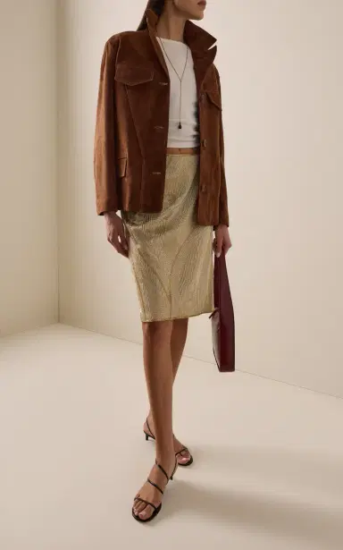 Versace Metallic Silk-Blend Midi Skirt | Thumbnail 2 Versace Metallic Silk-Blend Midi Skirt | Thumbnail 2