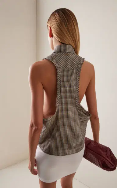 Versace Micro-Check Cotton-Poplin Top | Thumbnail 5 Versace Micro-Check Cotton-Poplin Top | Thumbnail 5