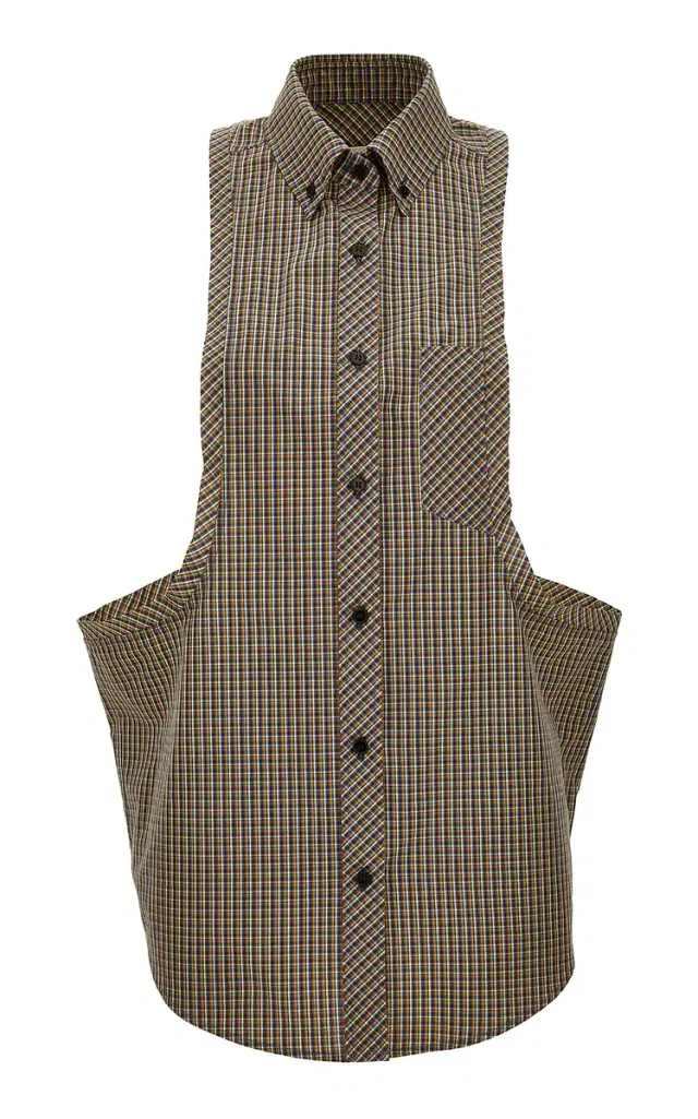 Versace Micro-Check Cotton-Poplin Top