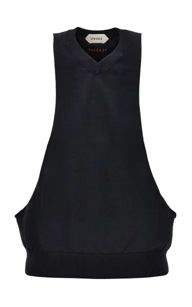 Versace Cutout Cotton-Blend Tank Top | Thumbnail 1 Versace Cutout Cotton-Blend Tank Top | Thumbnail 1
