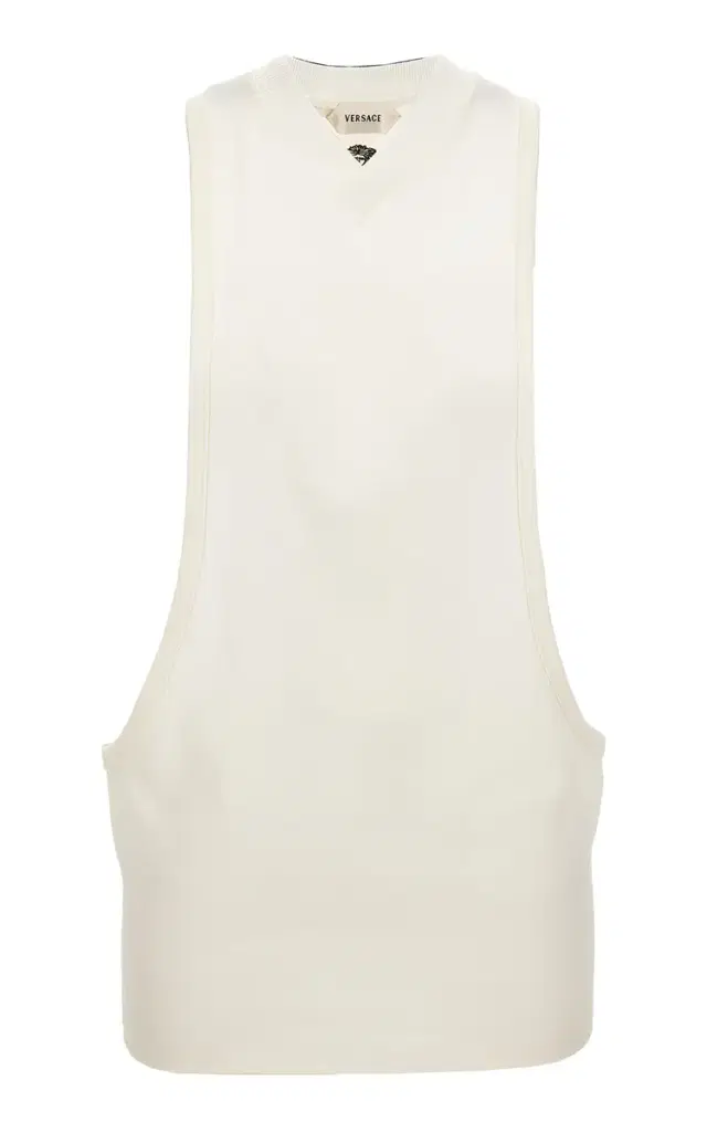 Versace V-Neck Cotton-Jersey Tank Top