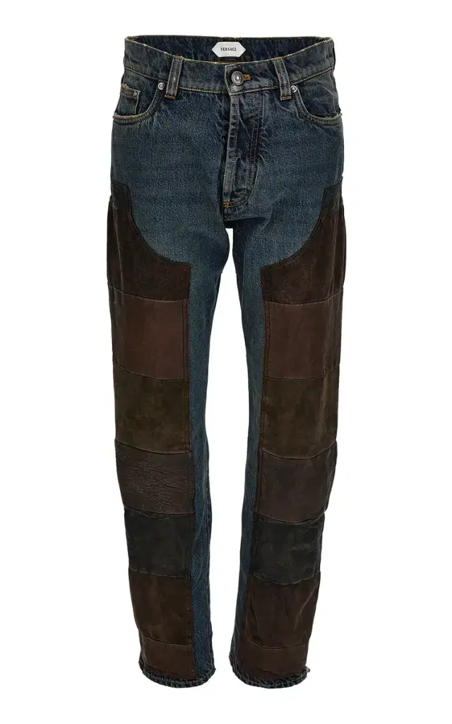 Versace Patchwork Mid-Rise Straight-Leg Jeans