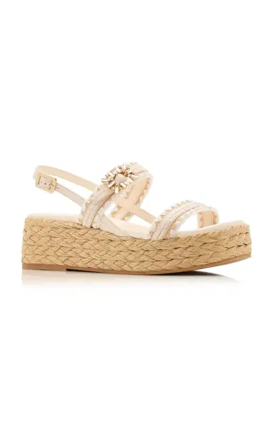 Roger Vivier Summer Crystal Raffia Espadrille Sandals | Thumbnail 4 Roger Vivier Summer Crystal Raffia Espadrille Sandals | Thumbnail 4