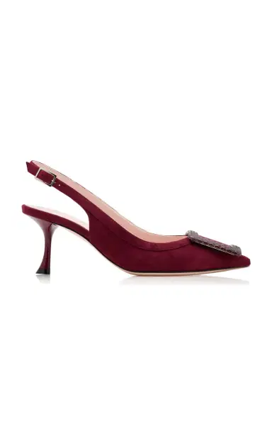 Roger Vivier Viv In The City Slingbacks - Burgundy | Thumbnail 1
