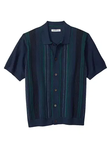 Tommy Bahama Men's Palmarito Knit Button-Front Polo Shirt - Coastline - Size Small | Thumbnail 1