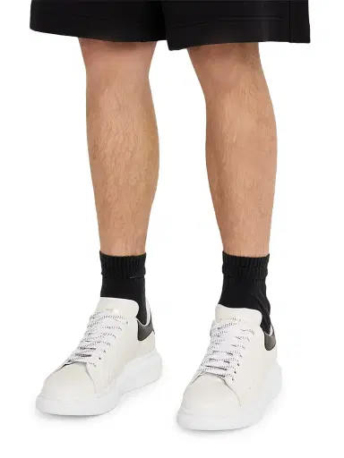 Alexander McQueen Men's Oversized Leather Low-Top Sneakers - White Black - Size 15.5 | Thumbnail 2