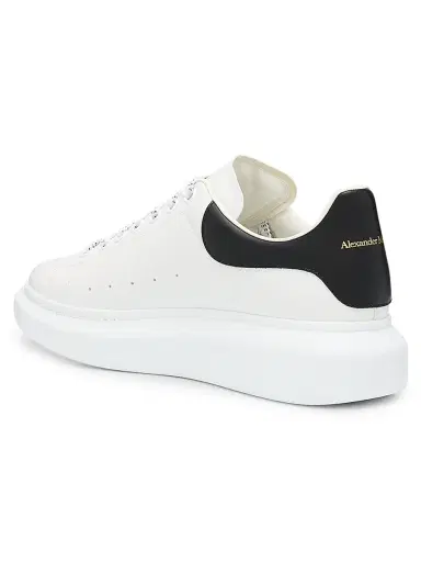 Alexander McQueen Men's Oversized Leather Low-Top Sneakers - White Black - Size 15.5 | Thumbnail 3