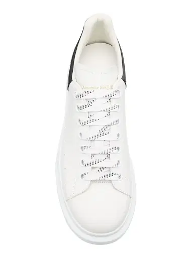 Alexander McQueen Men's Oversized Leather Low-Top Sneakers - White Black - Size 15.5 | Thumbnail 4
