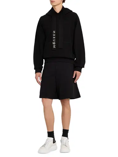 Alexander McQueen Men's Oversized Leather Low-Top Sneakers - White Black - Size 15.5 | Thumbnail 6