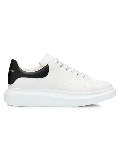 Alexander McQueen Men's Oversized Leather Low-Top Sneakers - White Black - Size 15.5 | Thumbnail 1