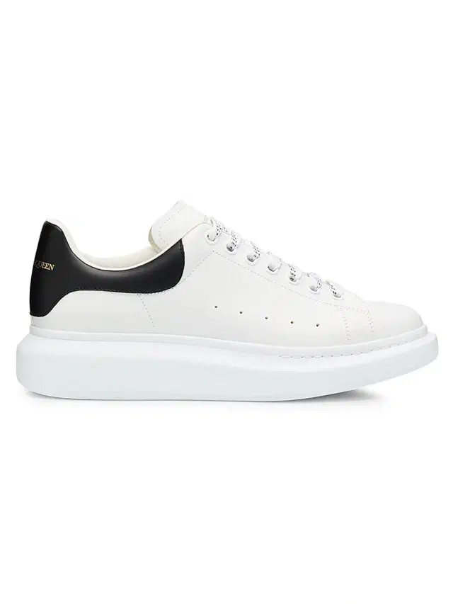 McQueen Men's Oversized Leather Low-Top Sneakers - White Black