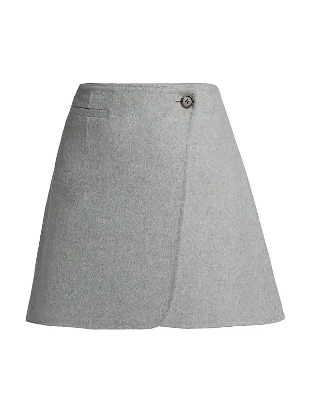 Theory Women's Round Wrap Miniskirt - Melange Grey