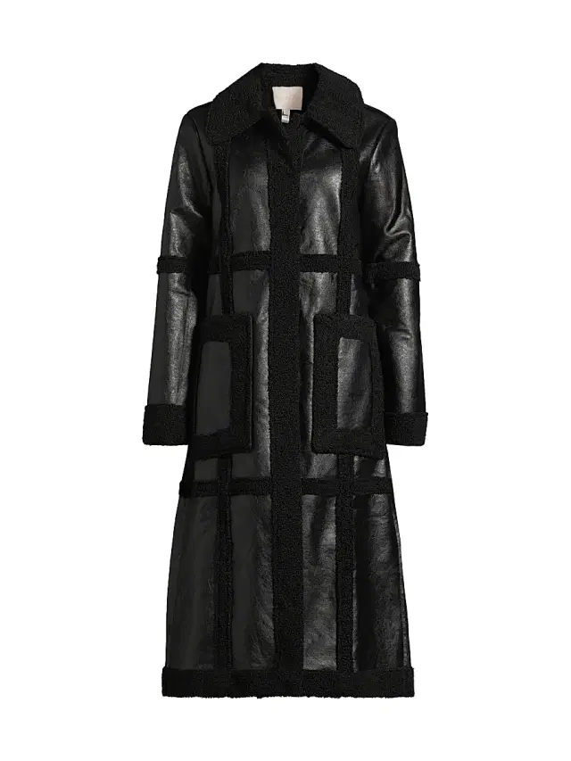 Hutch Women's Ozzie Faux Leather & Sherpa Coat - Black