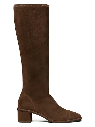 Tory Burch Women's 55MM Suede Knee-High Boots - Dark Cocoa | Thumbnail 1
