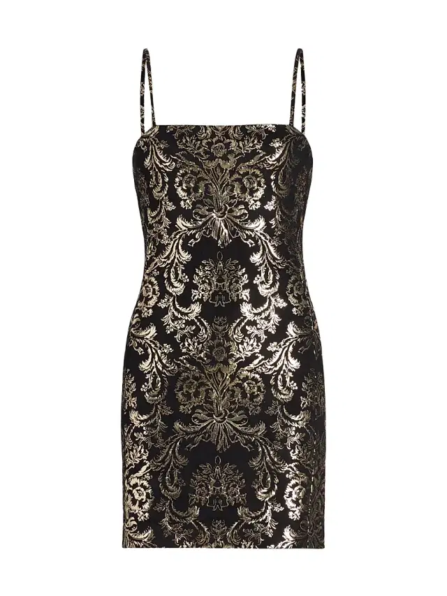 Alice + Olivia Women's Fifi Metallic Jacquard Minidress - Moonlit Rococo Black