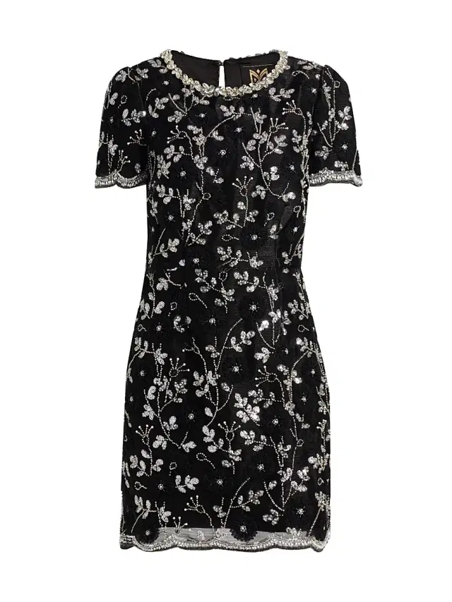 Milly Women's Daisy Sequined Floral Minidress - Black Silver
